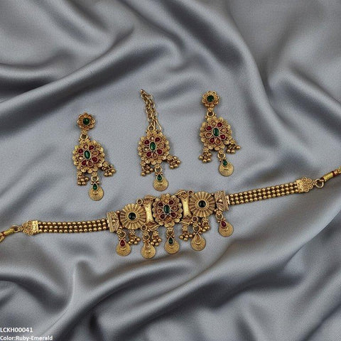 LCKH00041 ANI Flower Tear Drop Choker Set - LCKH