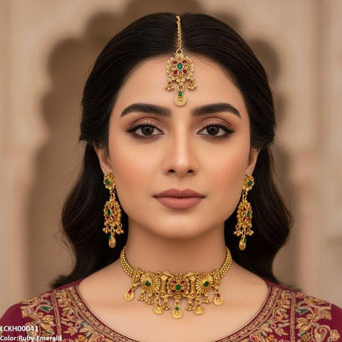 LCKH00041 ANI Flower Tear Drop Choker Set - LCKH