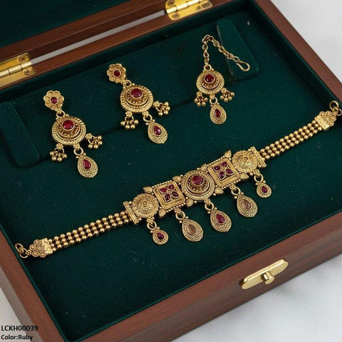 LCKH00039 ANI Round/Flower Tear Drop Choker Set - LCKH