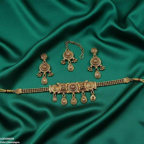 LCKH00039 ANI Round/Flower Tear Drop Choker Set - LCKH