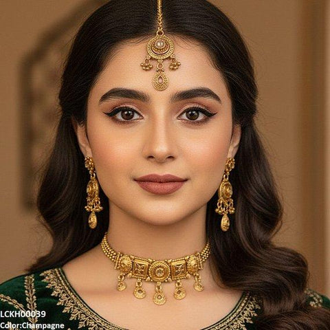 LCKH00039 ANI Round/Flower Tear Drop Choker Set - LCKH