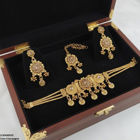 LCKH00035 ANI Flower Tear Drop Choker Set - LCKH