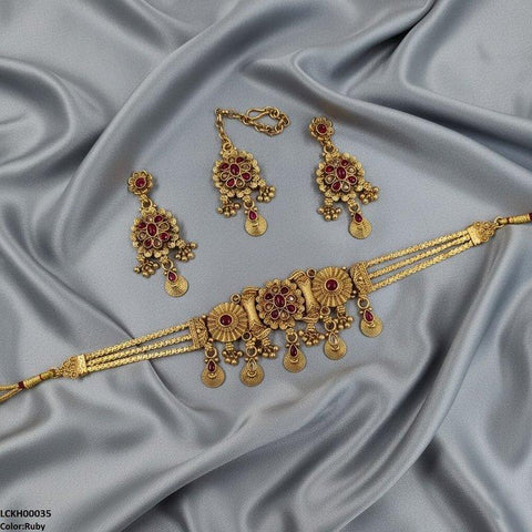 LCKH00035 ANI Flower Tear Drop Choker Set - LCKH