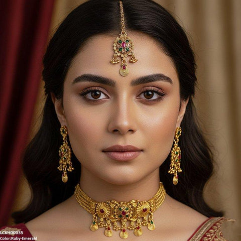 LCKH00035 ANI Flower Tear Drop Choker Set - LCKH