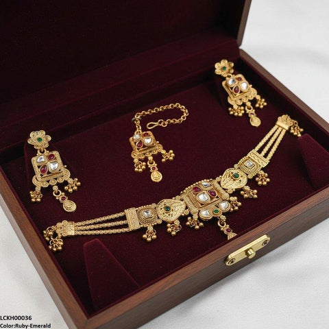 LCKH00036 ANI Tear Flower Drop Choker Set - LCKH