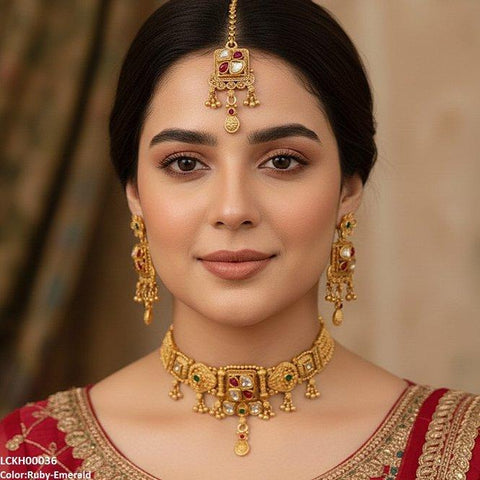 LCKH00036 ANI Tear Flower Drop Choker Set - LCKH