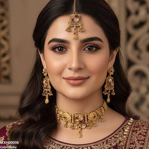 LCKH00036 ANI Tear Flower Drop Choker Set - LCKH