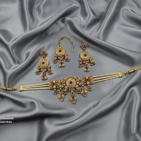 LCKH00040 ANI Flower/Tear Drop Choker Set - LCKH