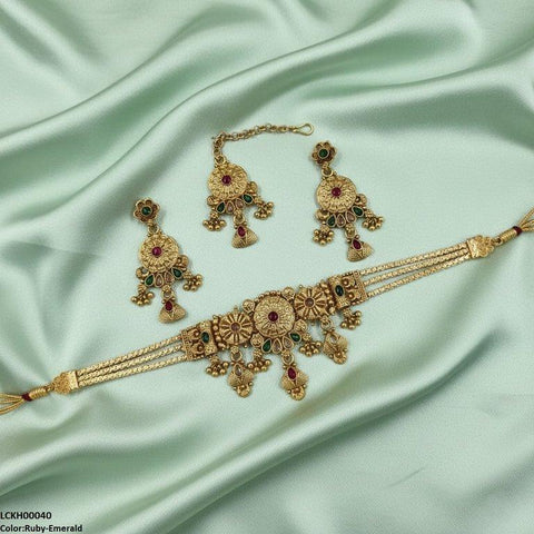 LCKH00040 ANI Flower/Tear Drop Choker Set - LCKH