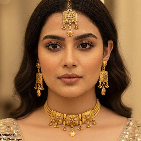 LCKH00031 ANI Flower Round Drop Choker Set - LCKH