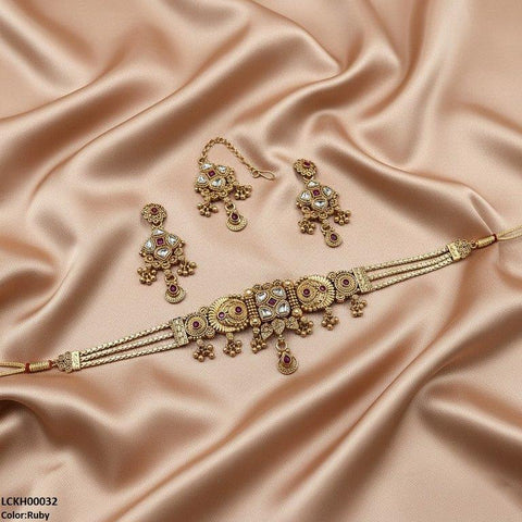 LCKH00032 ANI Square Tear Drop Choker Set - LCKH