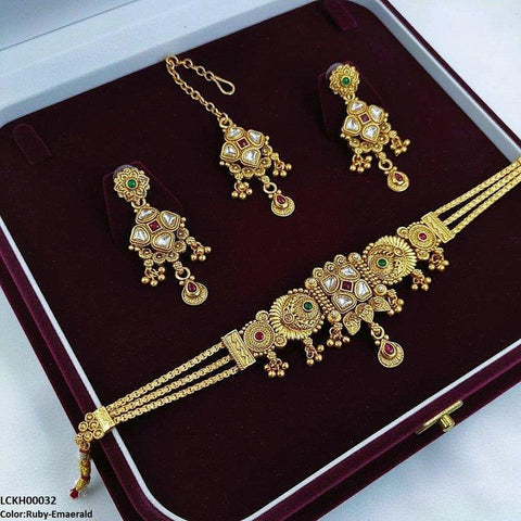 LCKH00032 ANI Square Tear Drop Choker Set - LCKH