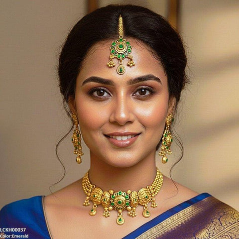 LCKH00037 ANI Round Flower Drop Choker Set - LCKH