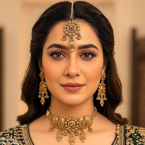 LCKH00037 ANI Round Flower Drop Choker Set - LCKH