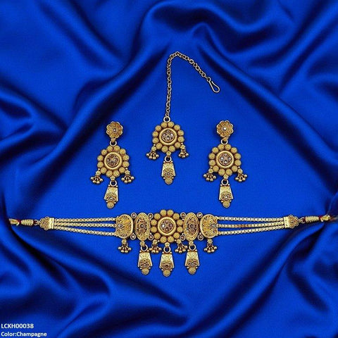 LCKH00038 ANI Round Flower Drop Choker Set - LCKH