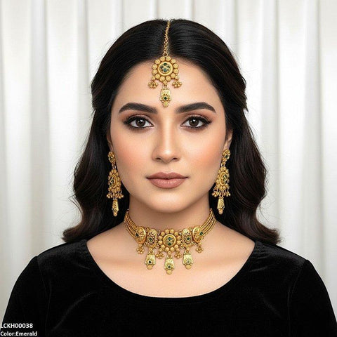 LCKH00038 ANI Round Flower Drop Choker Set - LCKH