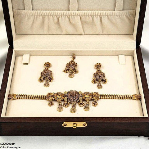 LCKH00029 ANI Flower Tear Drop Choker Set - LCKH