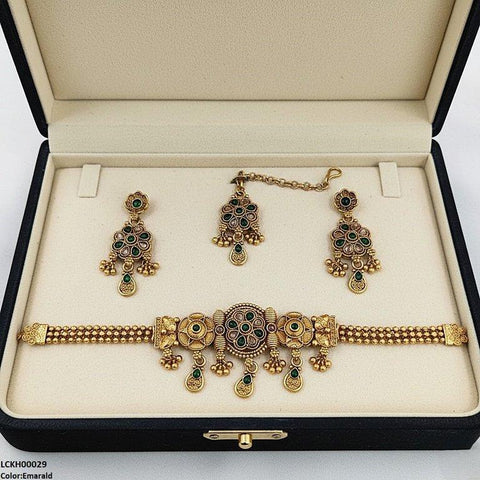 LCKH00029 ANI Flower Tear Drop Choker Set - LCKH