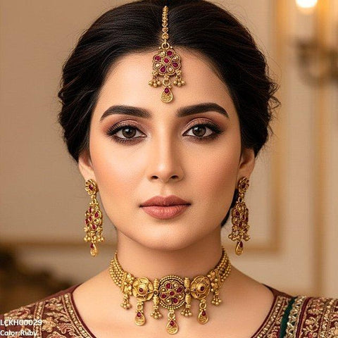 LCKH00029 ANI Flower Tear Drop Choker Set - LCKH