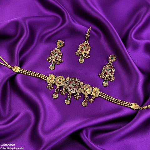 LCKH00029 ANI Flower Tear Drop Choker Set - LCKH