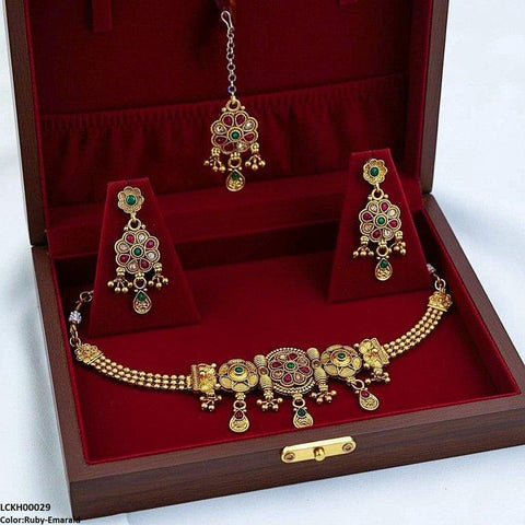 LCKH00029 ANI Flower Tear Drop Choker Set - LCKH