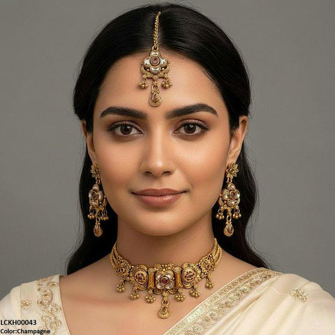 LCKH00043 ANI Flower Tear Drop Choker Set - LCKH