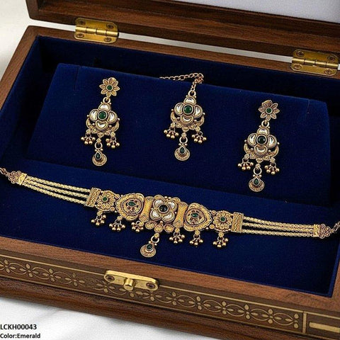 LCKH00043 ANI Flower Tear Drop Choker Set - LCKH