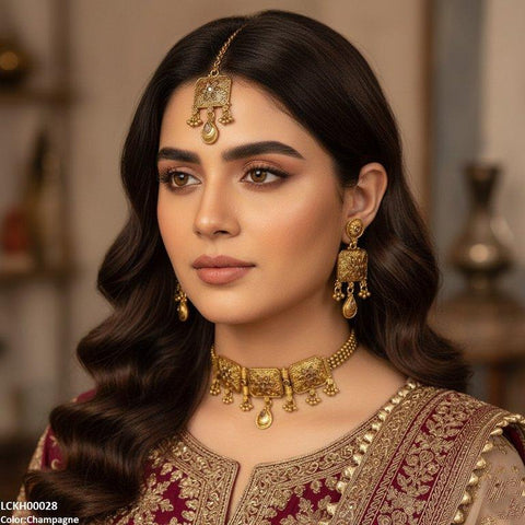 LCKH00028 ANI Flower Tear Drop Choker Set - LCKH