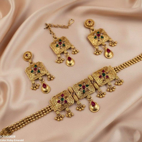 LCKH00028 ANI Flower Tear Drop Choker Set - LCKH