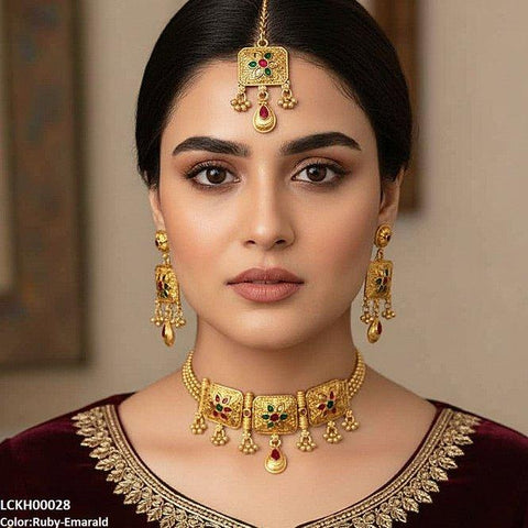 LCKH00028 ANI Flower Tear Drop Choker Set - LCKH