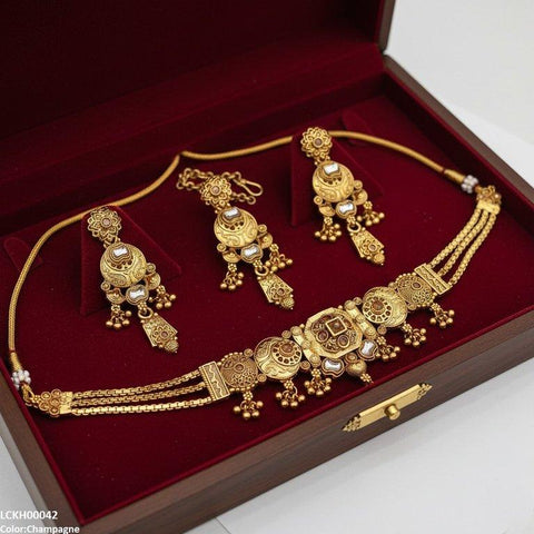 LCKH00042 ANI Moon Pearl Drop Choker Set - LCKH