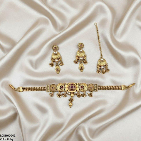 LCKH00042 ANI Moon Pearl Drop Choker Set - LCKH