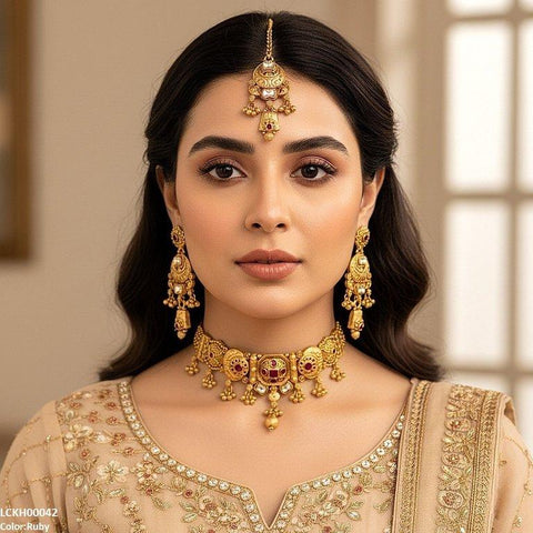 LCKH00042 ANI Moon Pearl Drop Choker Set - LCKH