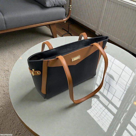 HBGP00068 Verona Contrast Tote Bag Black - HBGP