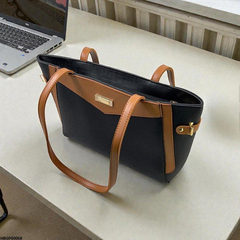 HBGP00068 Verona Contrast Tote Bag Black - HBGP