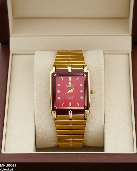MHL00069 IWA Rectangle Dial Stone Men's Watch - MHL