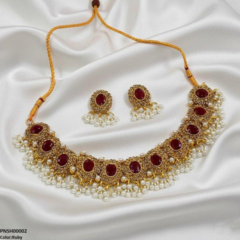 PNSH00002 FRN Oval Pearl Drop Necklace Set - PNSH