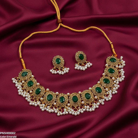 PNSH00002 FRN Oval Pearl Drop Necklace Set - PNSH