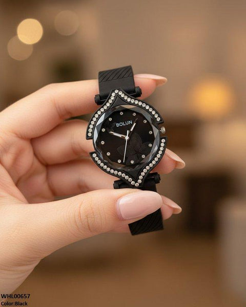 WHL00657 ZWA Round Rhinestone Bezel Women's Watch - WHL