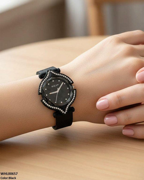 WHL00657 ZWA Round Rhinestone Bezel Women's Watch - WHL