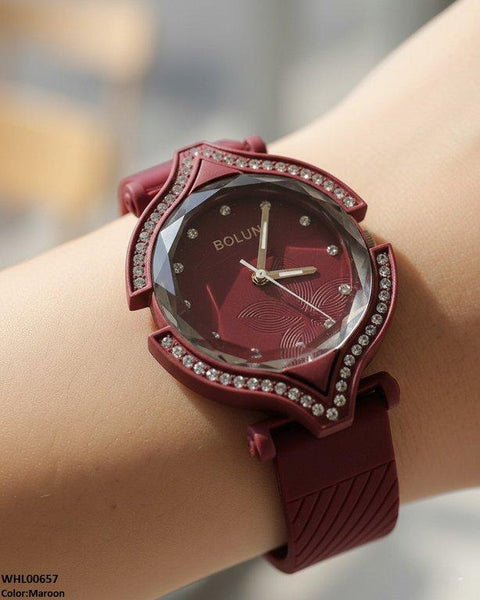 WHL00657 ZWA Round Rhinestone Bezel Women's Watch - WHL