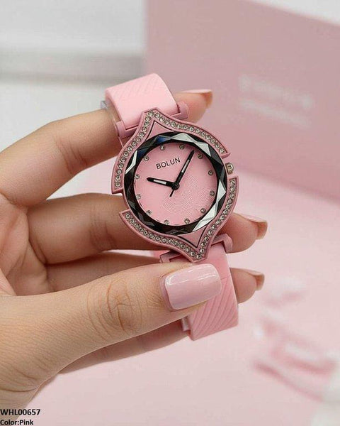 WHL00657 ZWA Round Rhinestone Bezel Women's Watch - WHL