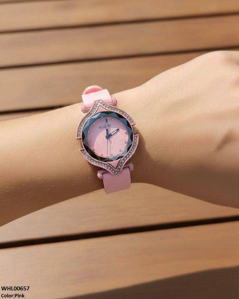 WHL00657 ZWA Round Rhinestone Bezel Women's Watch - WHL