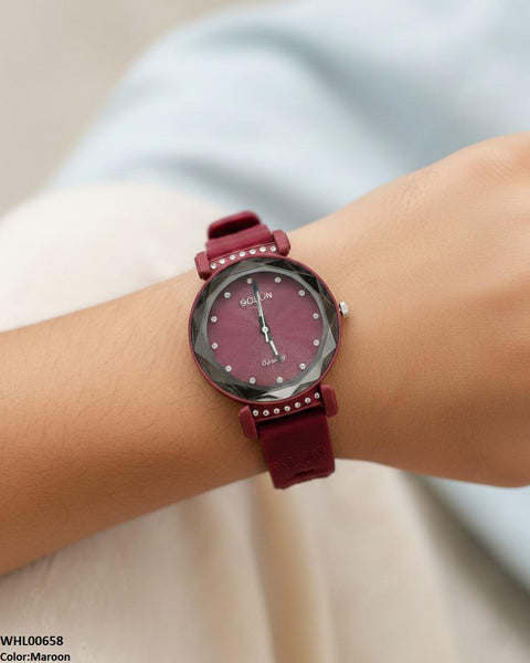 WHL00658 ZWA Round Stone Dial Women's Watch - WHL