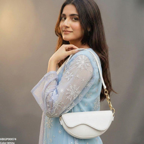 HBGP00074 Aurelia Saddle Armpit Bag White