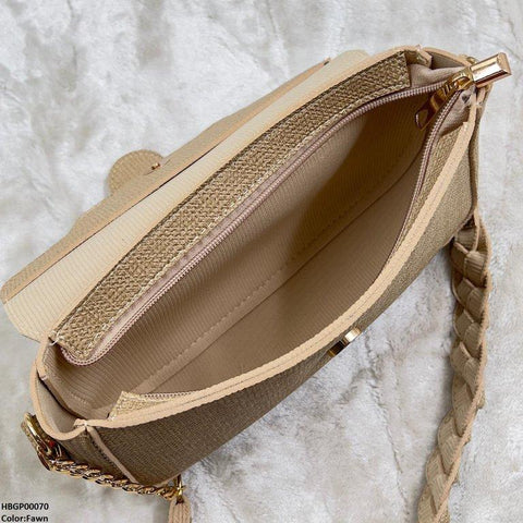 HBGP00070 Willow Strap Jute Armpit Bag Fawn