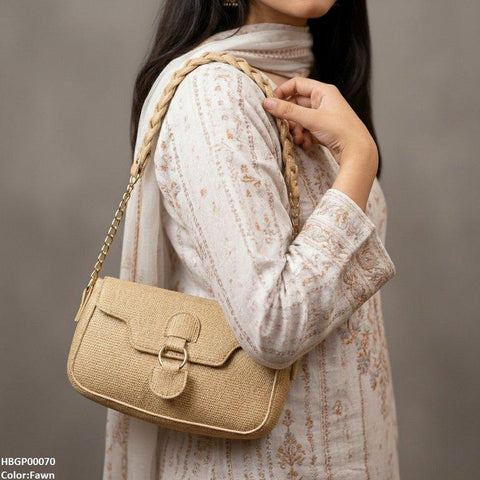 HBGP00070 Willow Strap Jute Armpit Bag Fawn