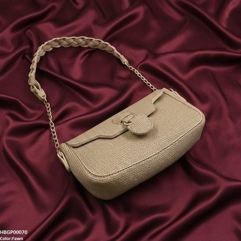 HBGP00070 Willow Strap Jute Armpit Bag Fawn