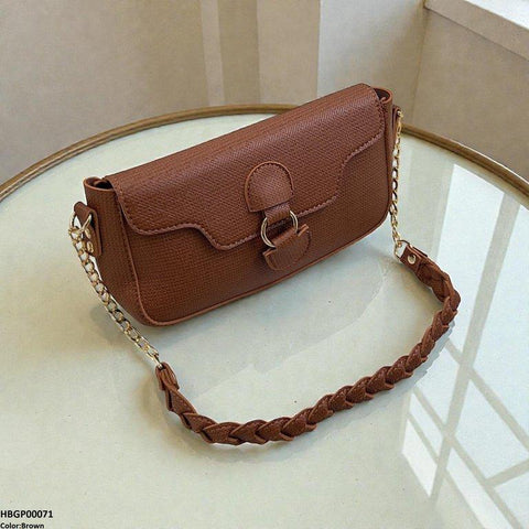 HBGP00071 Willow Strap Jute Armpit Bag Brown