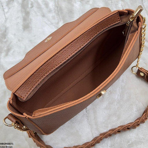 HBGP00071 Willow Strap Jute Armpit Bag Brown